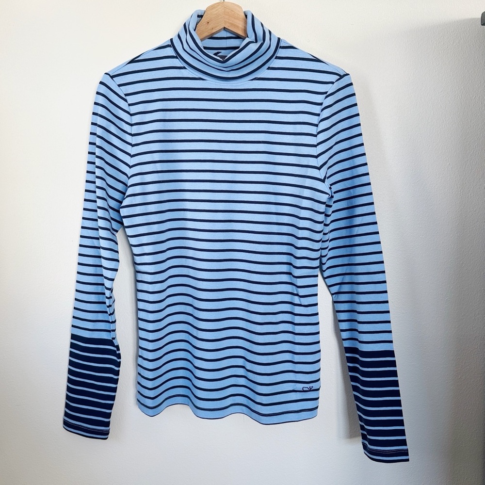 Vineyard Vines Blue Stripe Turtleneck Long Sleeve Top M NWT